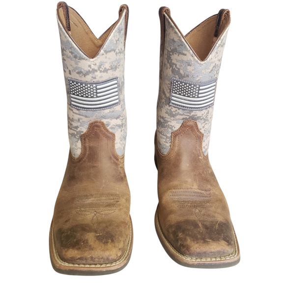 Ariat Men's Distressed Camo Sport Patriot Western Boots Broad Square Toe Size 6. - Picture 2 of 15